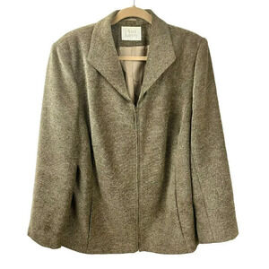 Ann Harvey Blazer Jacket Women‎ 14 Zipper Closure Textured Material Career Brown